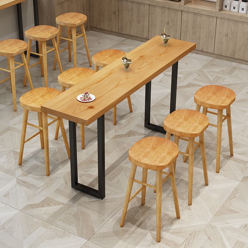 Glam Solid Wood Pub Dining Set 1/2/4/7/9 Pieces Natural Counter Set for Coffee Shop
