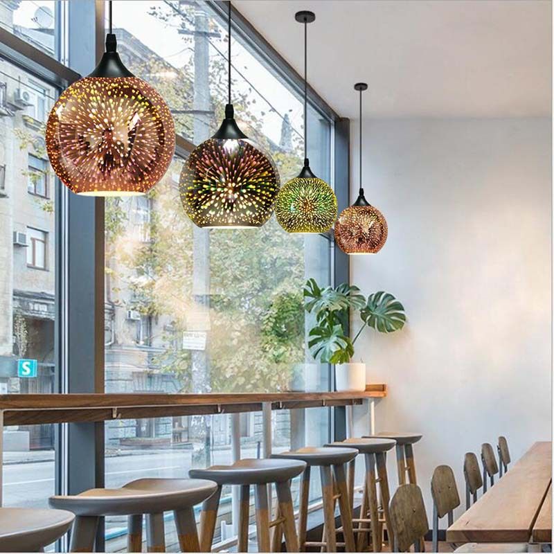 Modern Globe Ceiling Light with Mercucy Glass Shade Single Pendant Lighting