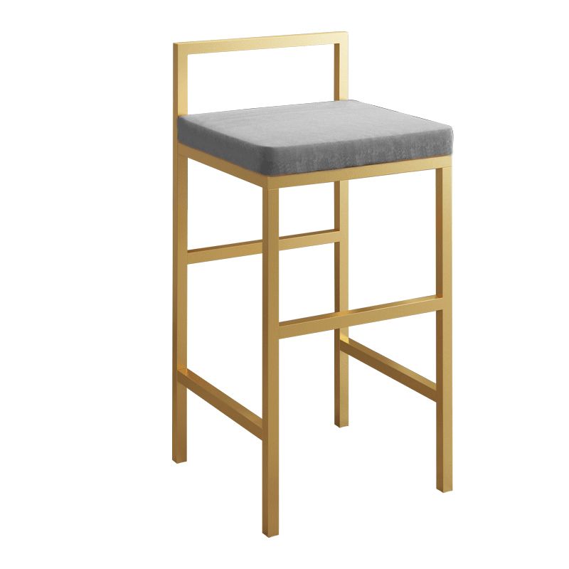 Glam Style Upholstered Barstool Square Bar Height Stool for Living Room