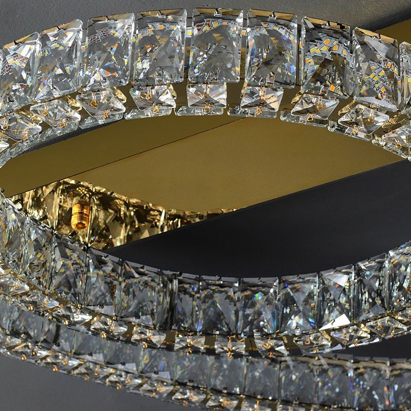 Luminaires encastrés contemporains Lampes encastrées circulaires en cristal en or