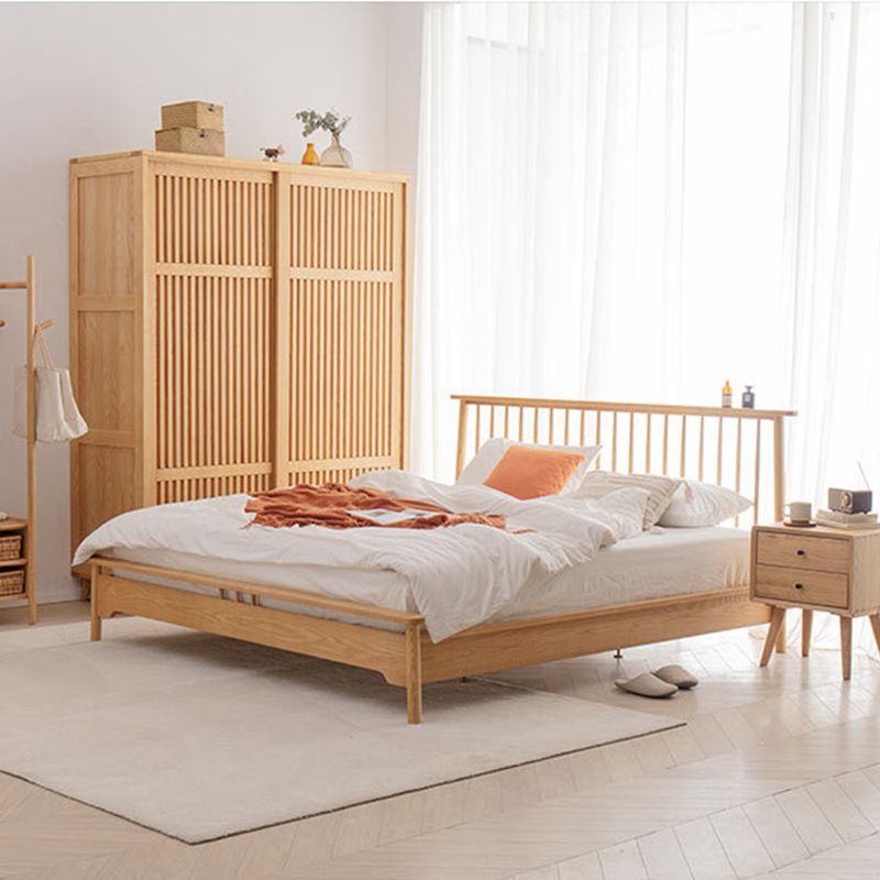 Solid Wood Open-Frame Bed Contemporary Ash Standard Bed with Legs