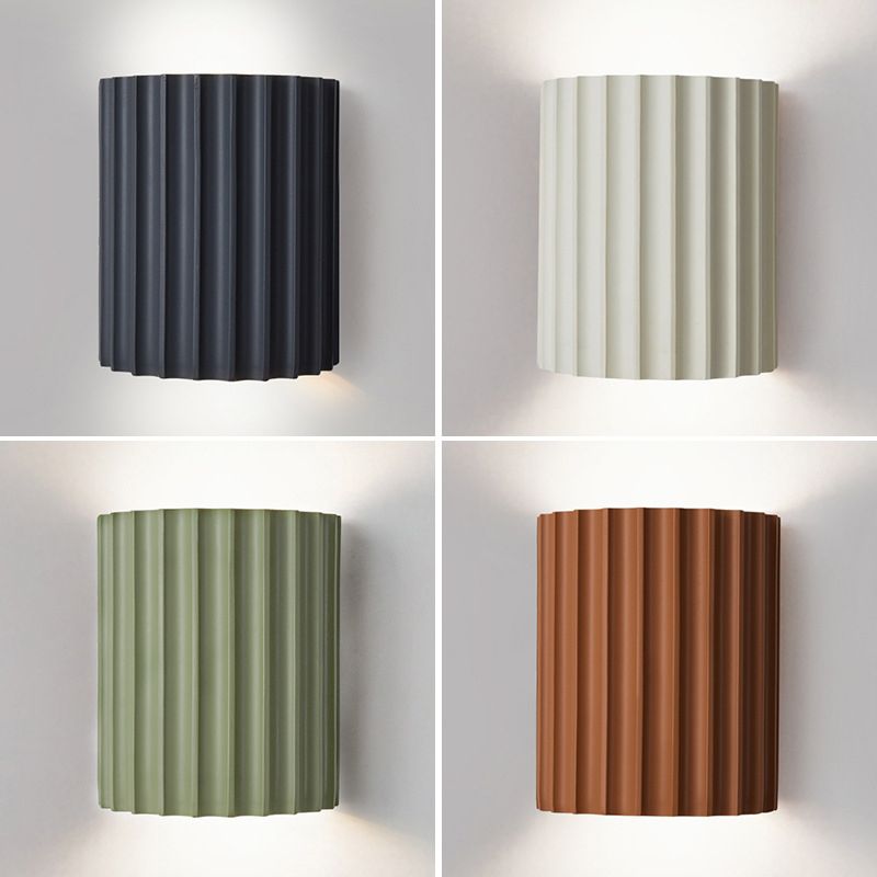Modern Style Half Cylinder Wall Light Resin 2 Light Sconces for Bedroom