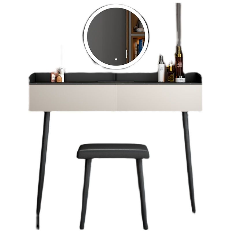Contemporary Makeup Vanity Desk 2-Drawer Vanity Dressing Table with Slate Top