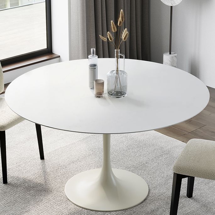 Ronde tulpen moderne eettafel witte toon vaste tafel met sinteren steen