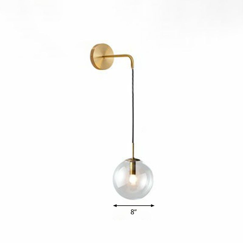 Glass Spherical Wall Sconce Light Simple Single Bulb Wall Hanging Lighting for Living Room