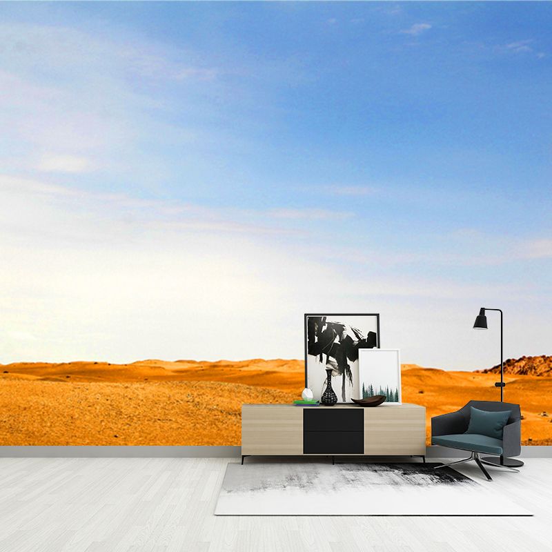 Blue Minimalist Wall Mural Decal Large Desert and Sky Scenery Wall Art for Living Room