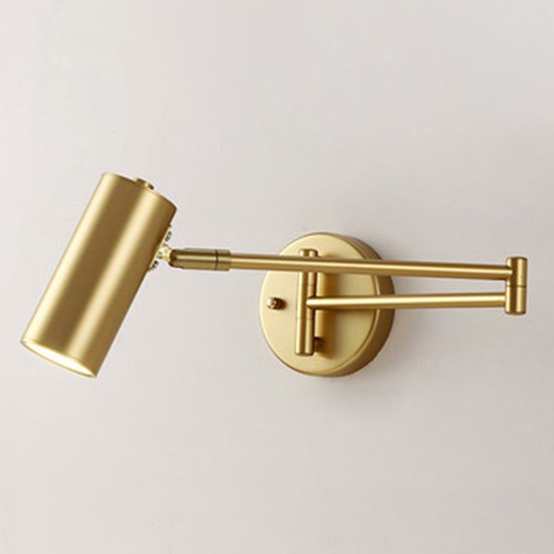 Metal 1 Light Wall Sconce Modern Cilindrico a parete a parete con braccio regolabile per camera da letto