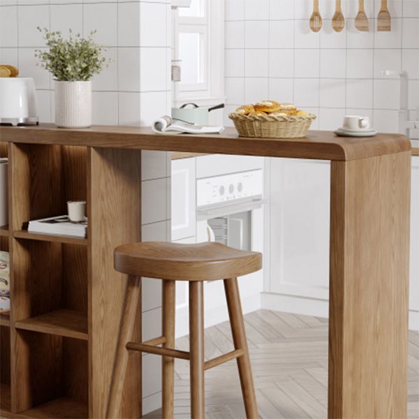 Modern Style Bar Table Pine Solid Wood Double pedestal Bar Dining Table with Storage