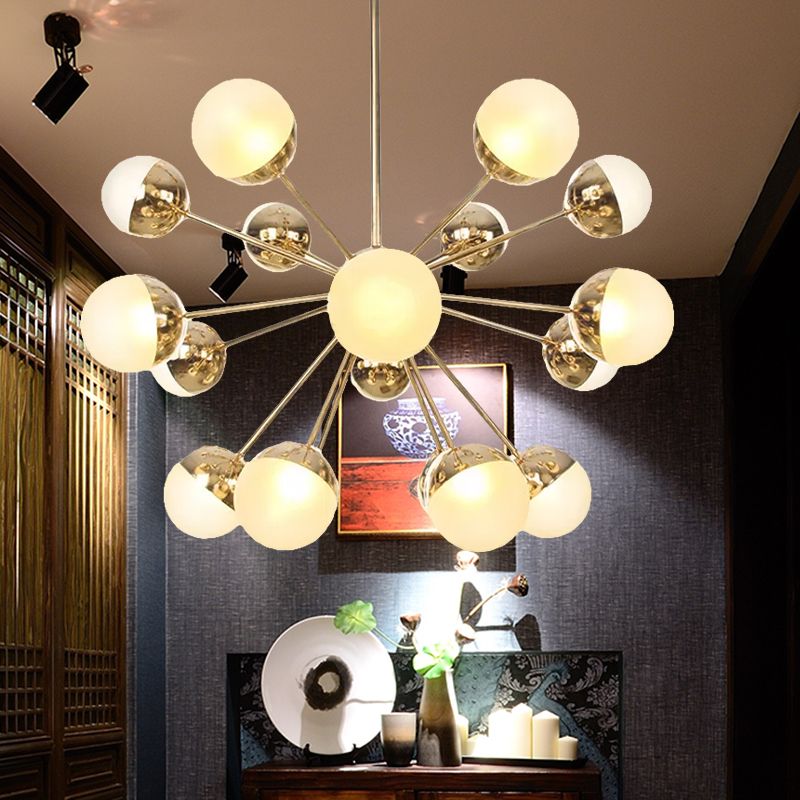 Semi-encastré Globe pour salle à manger, verre blanc/transparent/gris fumée, 9/12/15 lumières, luminaire semi-encastré contemporain en cuivre/chrome/or
