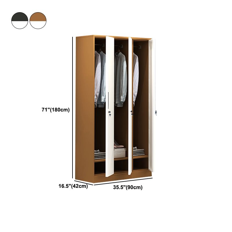 Contemporary Wardrobe Metal Freestanding Wardrobe Closet with Locks