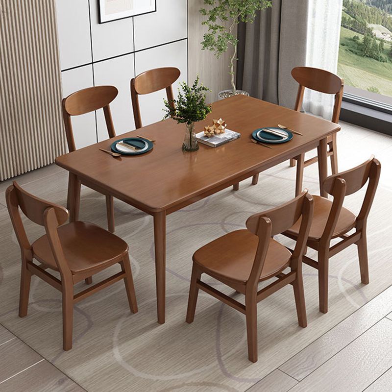 Rubberwood Solid Wood Dining Table Rectangle Dining Table for Kitchen