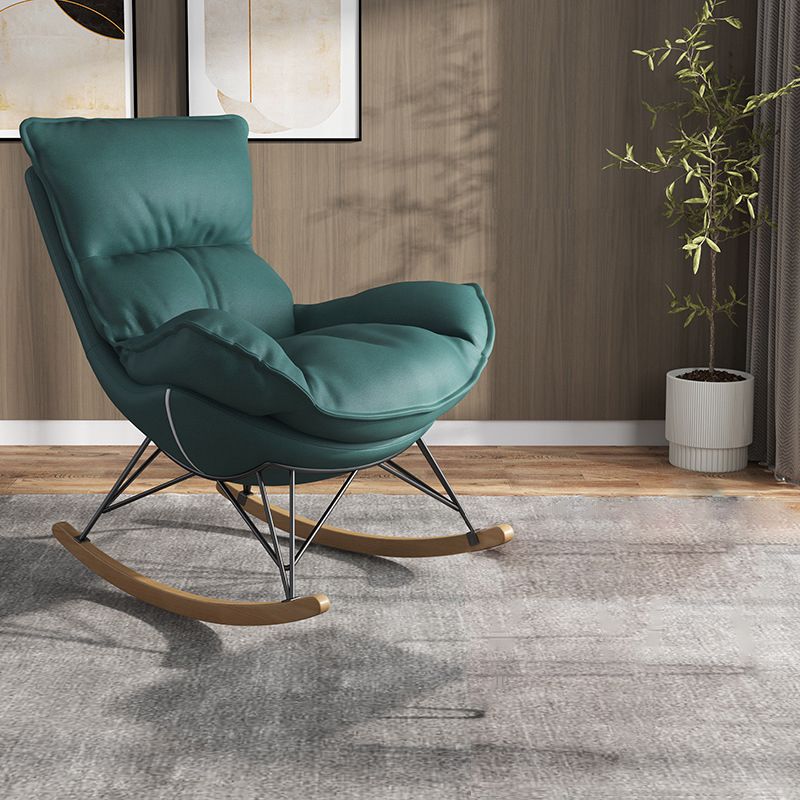 Contemporary Rocking Chair Faux Leather Waterproof Glider Chair with Removable Cushions