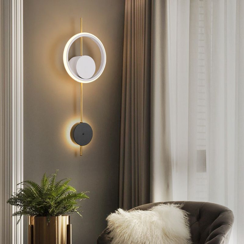 Lampada a parete a LED in stile moderno Fissaggi di illuminazione a parete in metallo con ombra acrilica per soggiorno