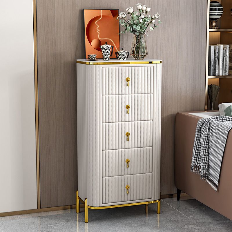 Classic Glam Vertical Lingerie Chest Stone Storage Chest with Drawers for Bedroom