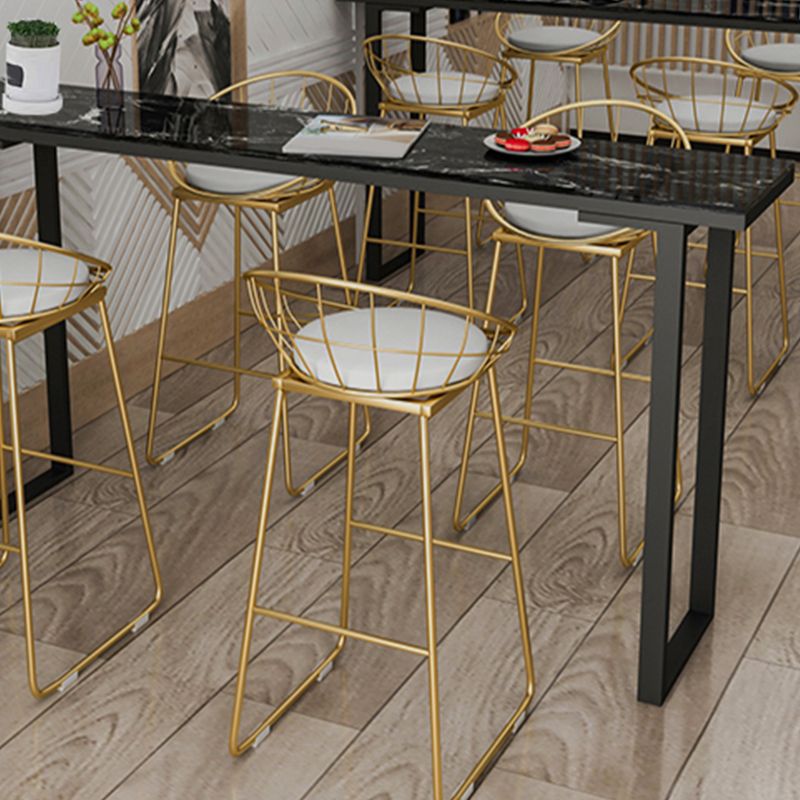 Marble Top Bar Table Rectangle Contemporary Style Pub Table for Cafe