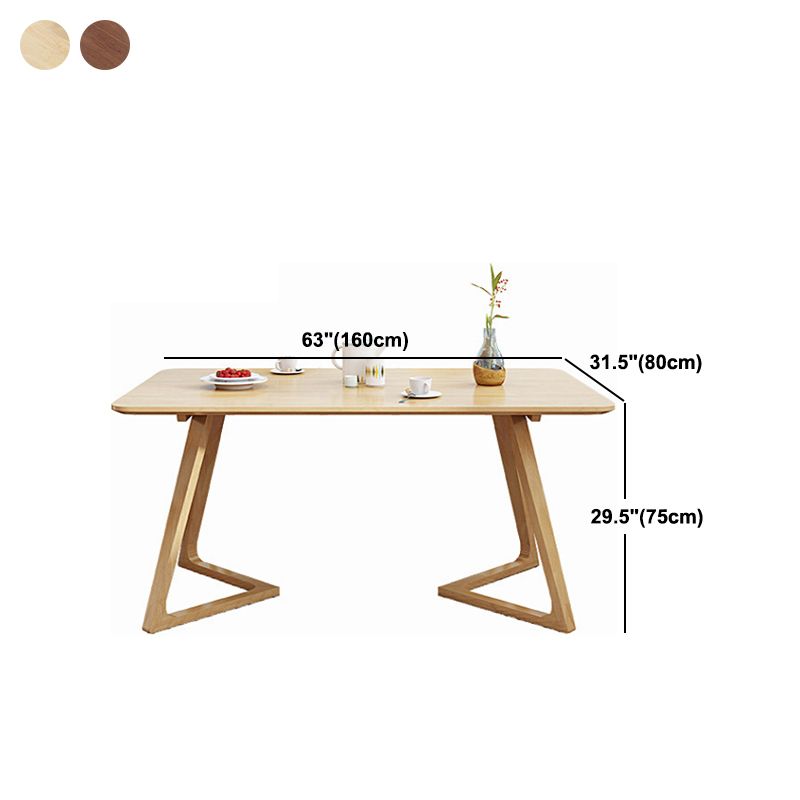 Rubberwood Solid Wood Dining Table Rectangle Table for Home Kitchen
