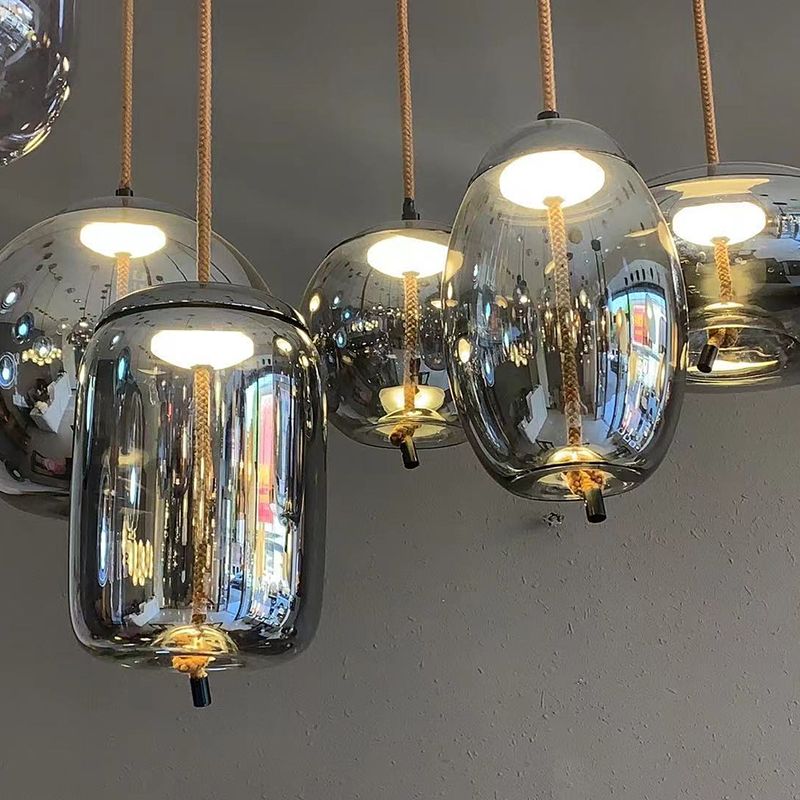 1 Light Mason Jar Pendant Light Modern Hand Blown Glass Shade Hanging Lamp for Living Room