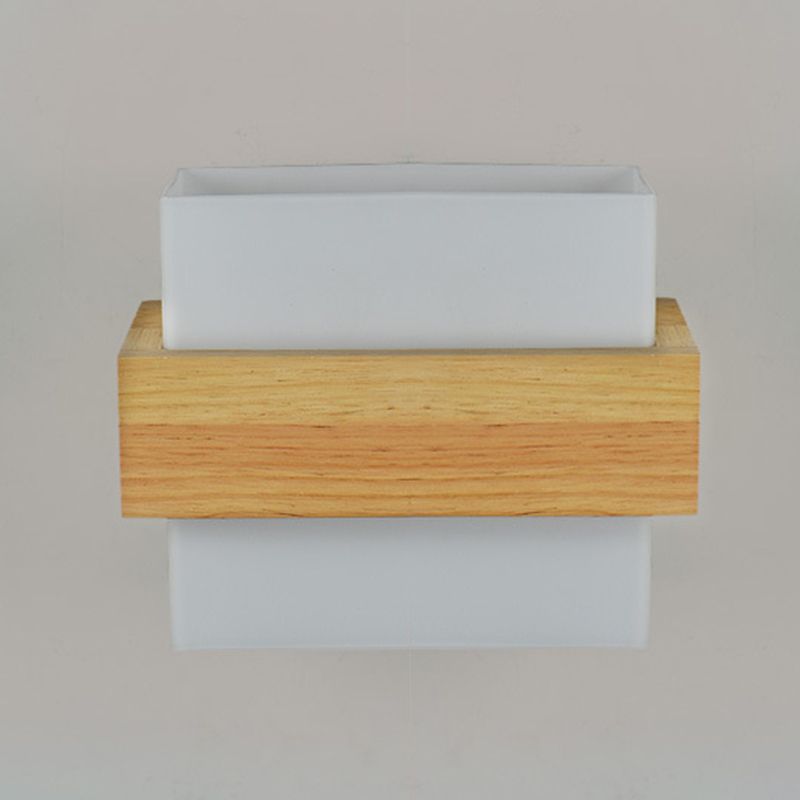 Gamique en bois de style minimalisme contemporain Éclairage d'éclairage de nuance en verre blanc givré pour chambre à coucher