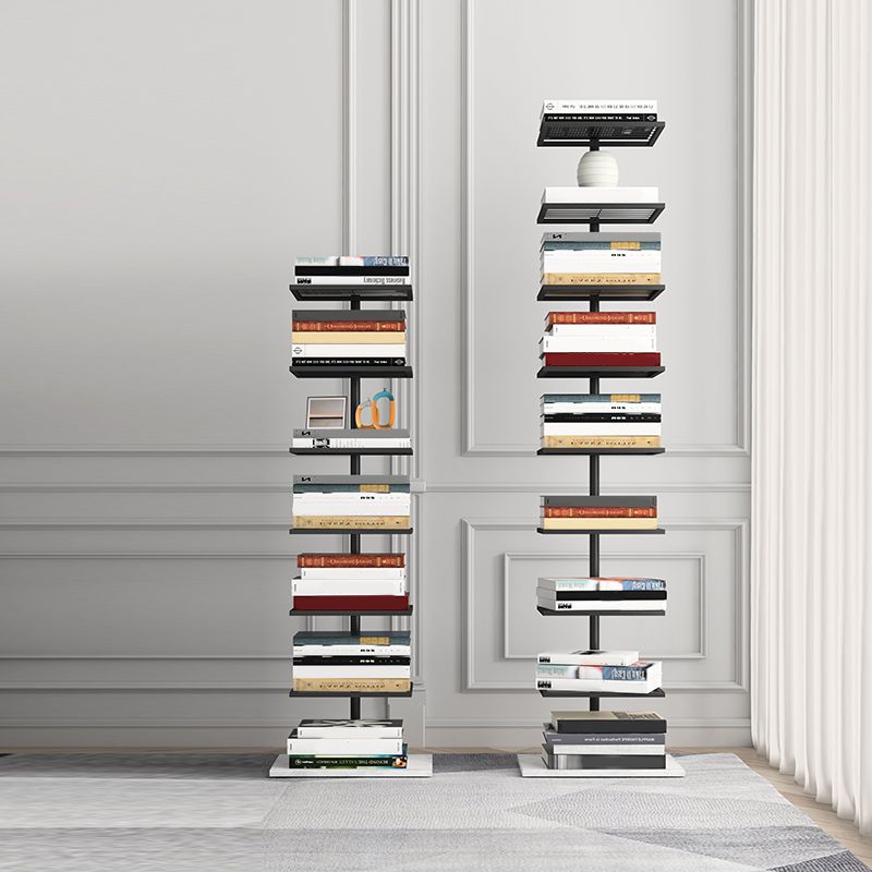 Open Metal Bookcase Modern Rectangular Shelves for Study Room