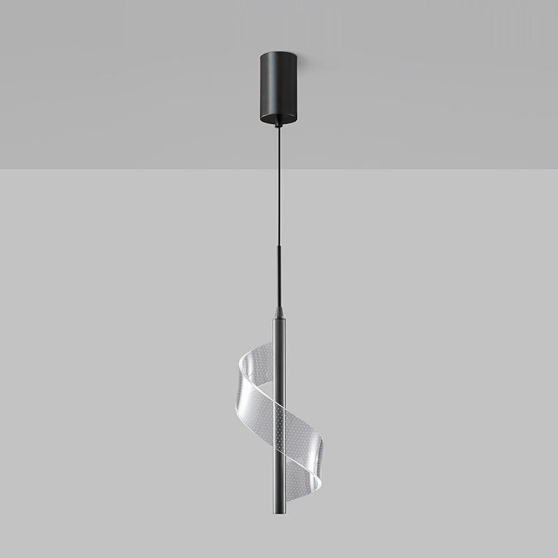 Minimalism Iron Pendant Light Strip Shape Ceiling Lamp with Acrylic Shade for Living Room