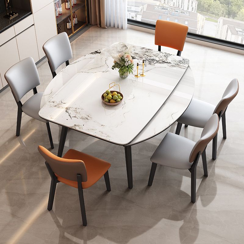 Modern Extendable Stone Dining Table Wood Base Table for Dining Room