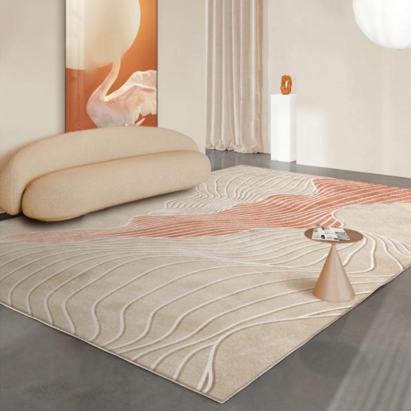 Beige Modern Carpet Polyester Color Lump Area Carpet Washable Carpet for Drawing Room