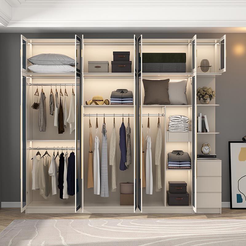 Contemporary Style Wardrobe White Colour Wood Wardrobe Closet for Home