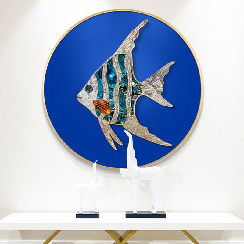 Soft Color Fish Painting Textured Contemporary Style Dining Room Canvas Wall Art