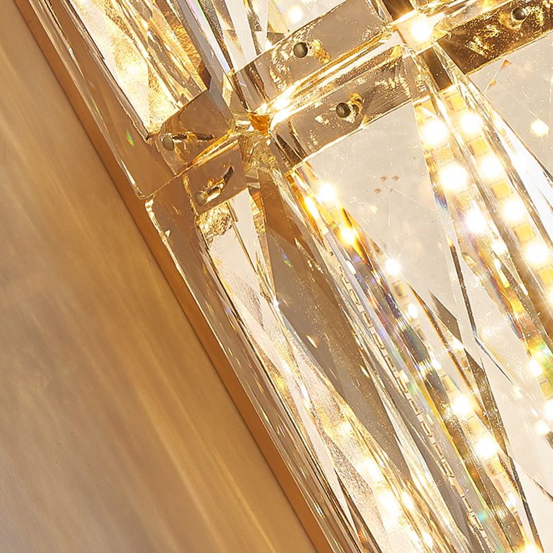 Cylinder Shade Wall Lamp Modern Style Crystal Shape Wall Mounted Lighting for Bedroom