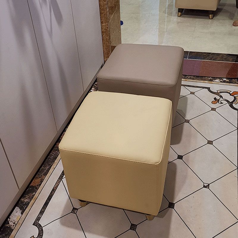 Contemporary Square Ottoman Leather Foot Stool with Legs for Home