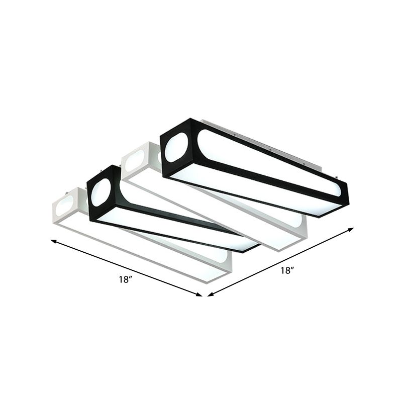 Modern Linear Square Flush Mount Light Acrylic LED Ceiling Light in Black and White for Foyer