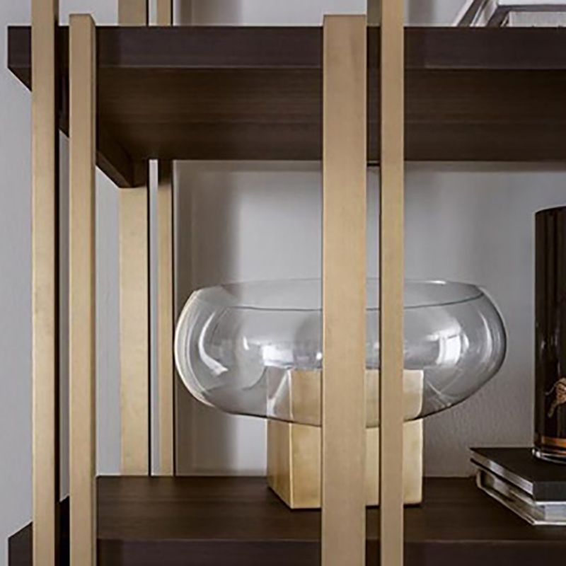 Urban Bookshelf Gold Metal Open Back Shelf Bookcase with Shelves for Living Room