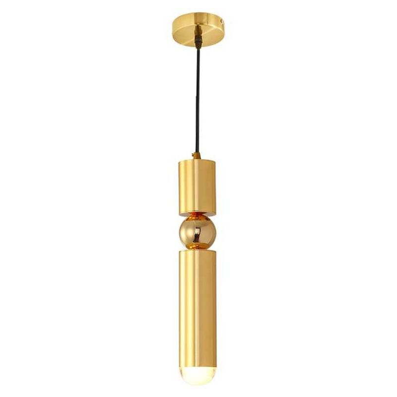 Gold Tubular Pendant Light Kit Simplicity Style Metal Pendant Light Fixture for Bedroom