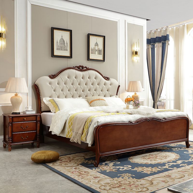 Faux Leather Upholstered Platform Bed Full Nail Button Tufted Bed
