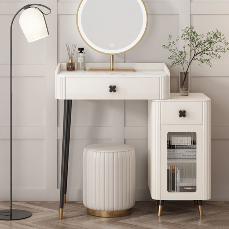 Contemporary Bedroom Storage Box Bright White Straight Feet Vanity Desk