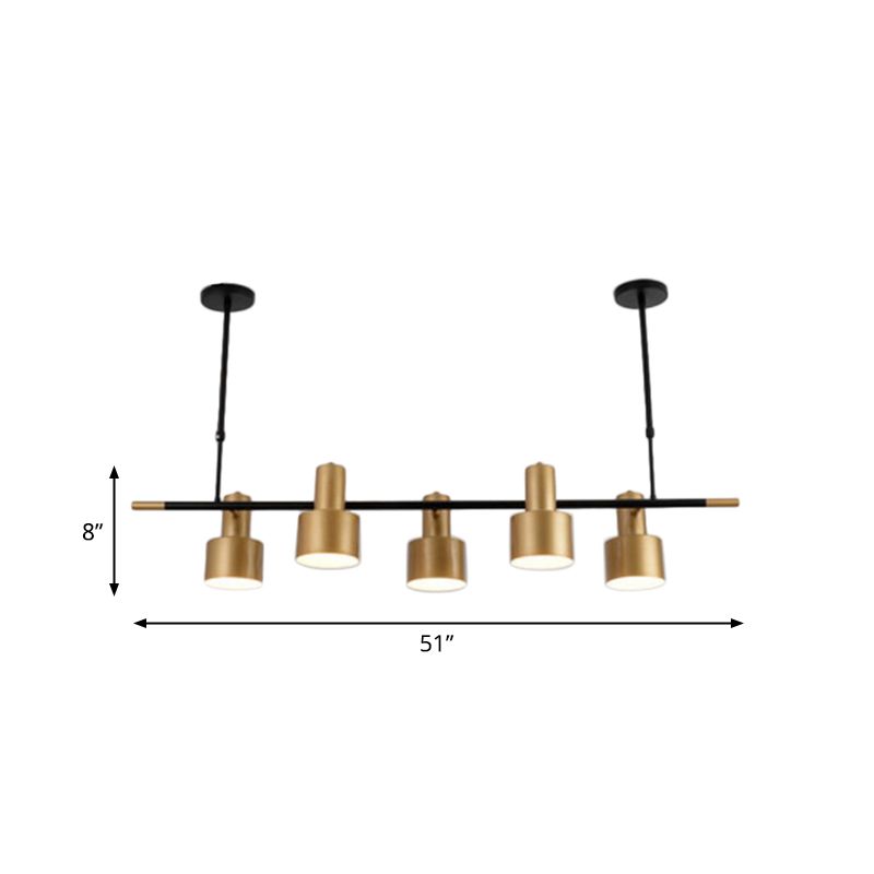 Drum Metal Hanging Pendant Light Traditional 4/5 Lights Dining Room Island Lighting Fixture in Gold