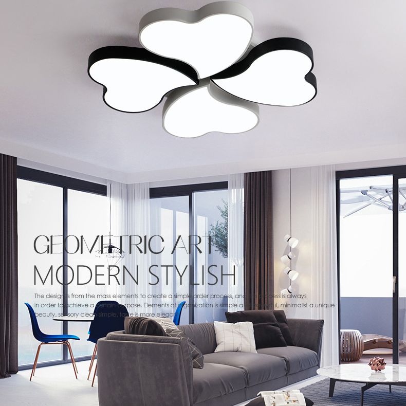 Moderne minimalistische LED Deckenleuchte Schmiedeeisen Herz-Shaped Flush Mount mit Acryl-Farbton