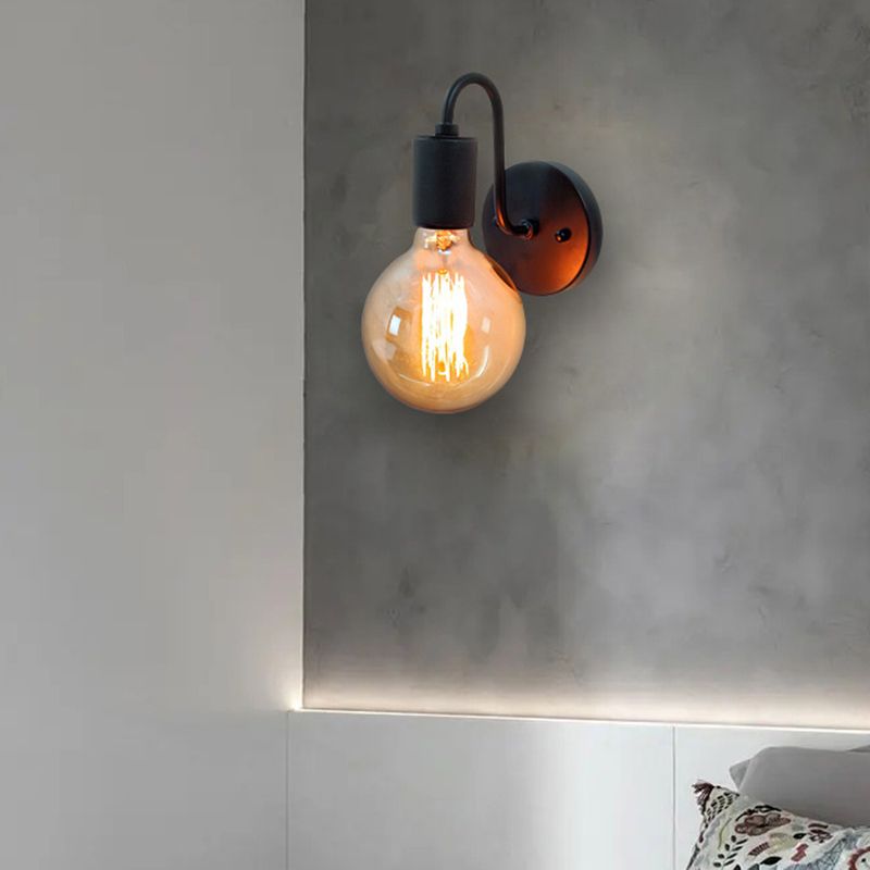 Modern Wall Sconce Cylinder Shape Wall Light with Metal Shade for Bedroom in Black