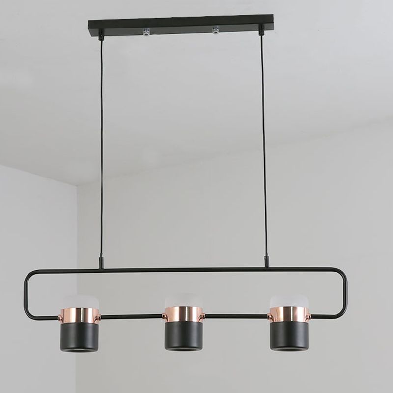 Isola lineare Luce a sospensione Modern Stile moderno sala da pranzo Isola lampadario Luce in nero