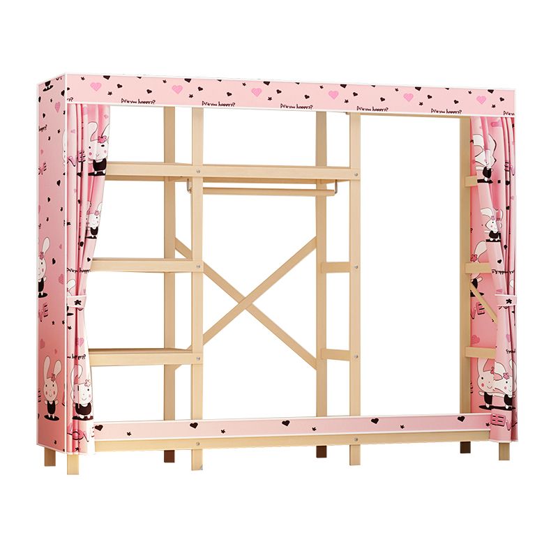 Contemporary Style Wardrobe Solid Wood 1-Door Wardrobe Closet for Bedroom