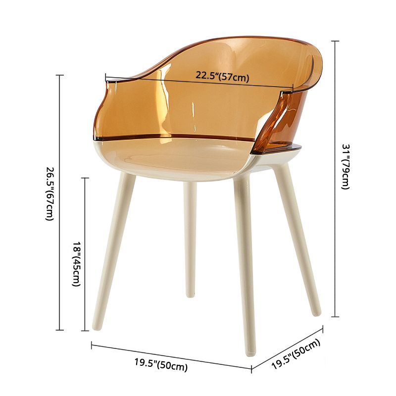 Sedia in plastica in stile glam sul bracciolo solido set di sedie da cucina sala da pranzo