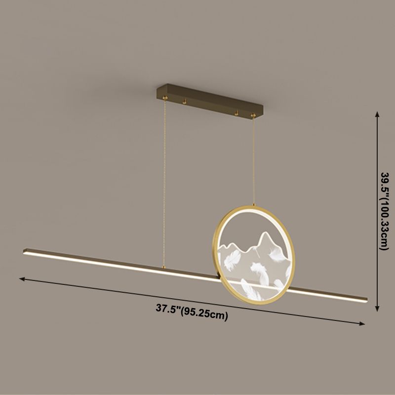 Luces geométricas de isla contemporánea iluminación de isla de metal en negro y dorado