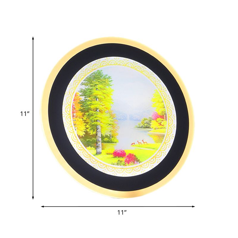 Acrylique Tree ronde Murdage Éclairage Nordique LED Murale LED Lampe en jaune / bleu pour le salon