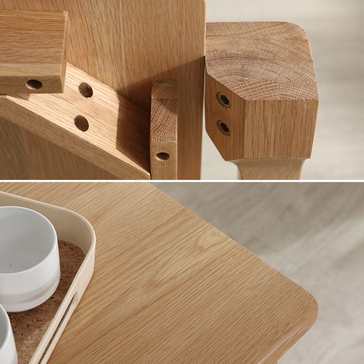 Table à manger carrée industrielle en bois table fixe avec chêne blanc