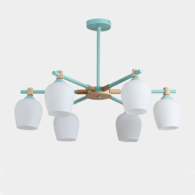 Modern Can Shape Branch Hanging Light Glass Multi Light Chandelier for Bedroom