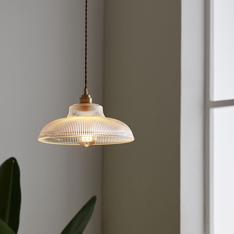 Retro Industrial 1 Light Pendant Prismatic Glass Dome Pendant Lighting for Living Room