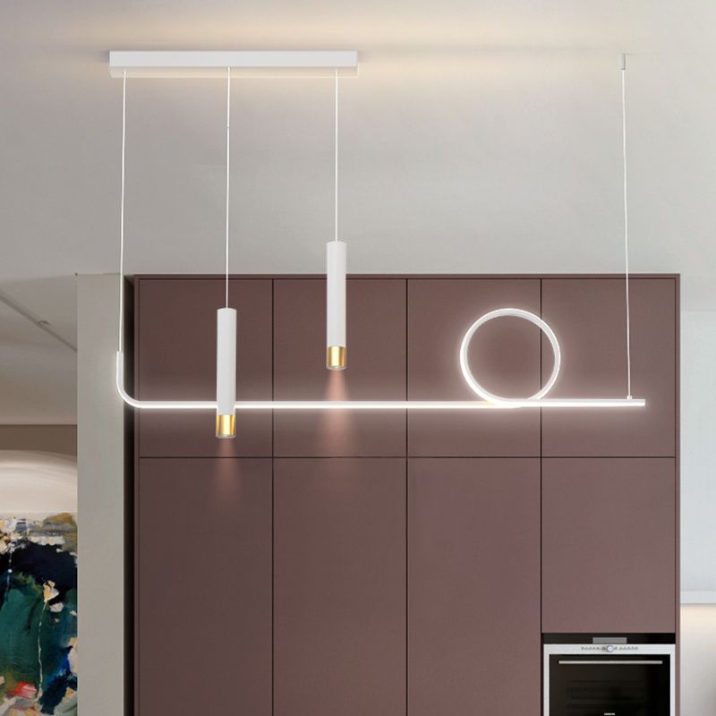 Silica Gel Linear LED Island Light in Modern Concise Style Aluminium Pendant Light for Dining Room