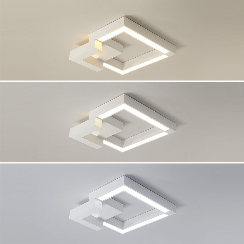 Luminaire de plafond encastré carré contemporain en métal pour salon