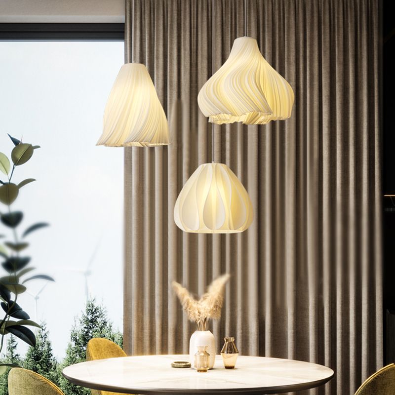 Luminaire de pendentif floral blanc lampe de suspension en plastique à 1 lumière minimaliste