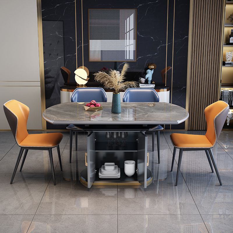 Glam Sintered Stone Extendable Table Round Shape Standard Dining Table for Kitchen